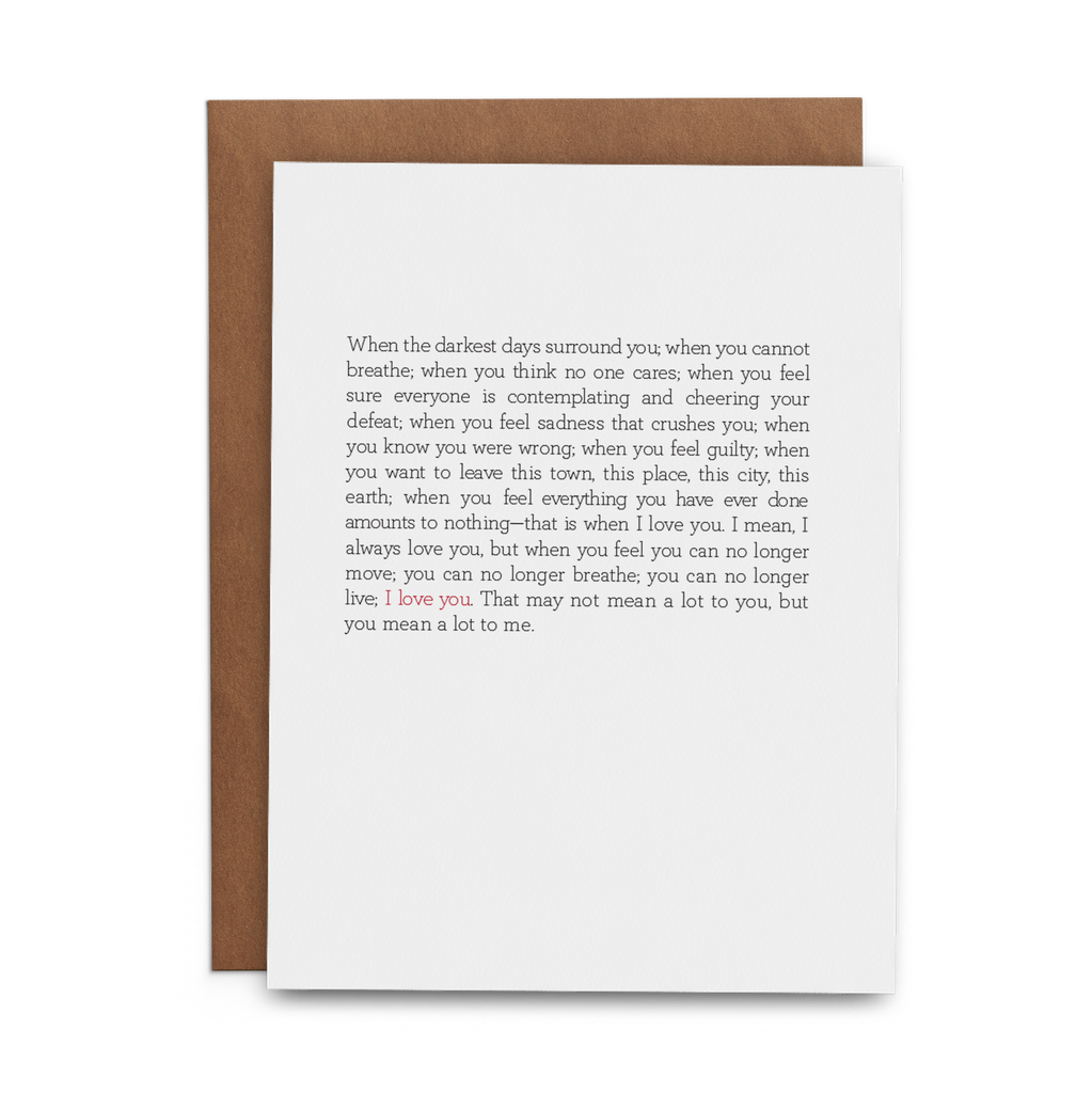 Darkest Days Encouragement Greeting Card - Lost Art Stationery
