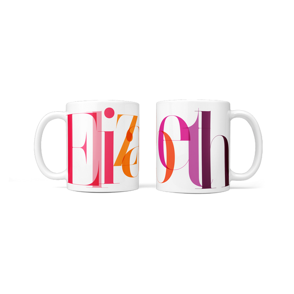 Elizabeth on a mug, your name on a mug, my name on a mug, custom personalized mug