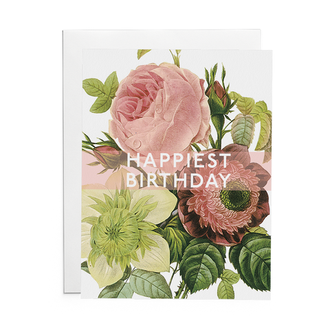 Happiest Birthday Greeting Card (Flowers) - Lost Art Stationery