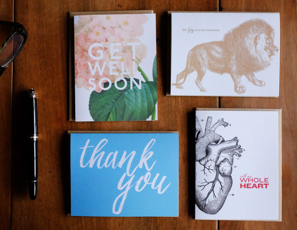 Monthly Greeting Card Subscription Box - overhead view of four cards