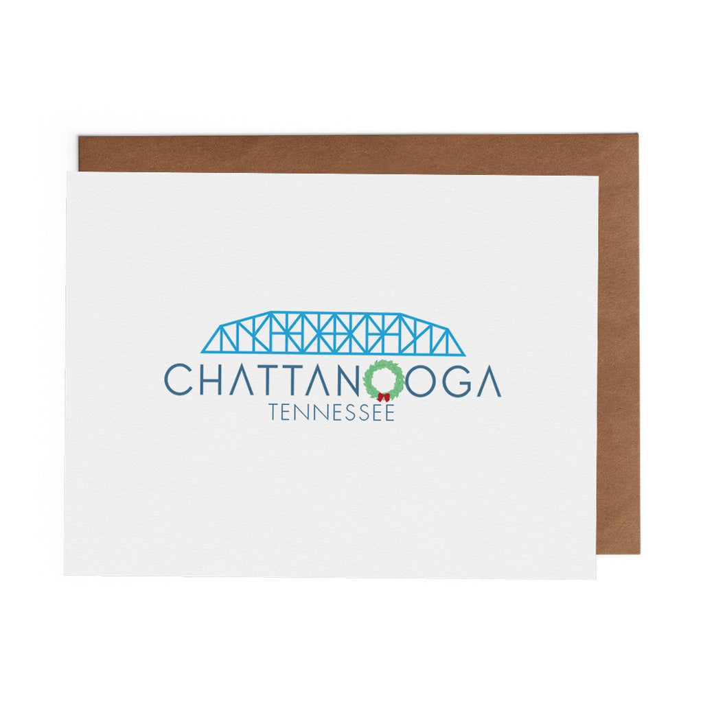 Walnut Street Bridge Chattanooga Christmas Card - Lost Art Stationery