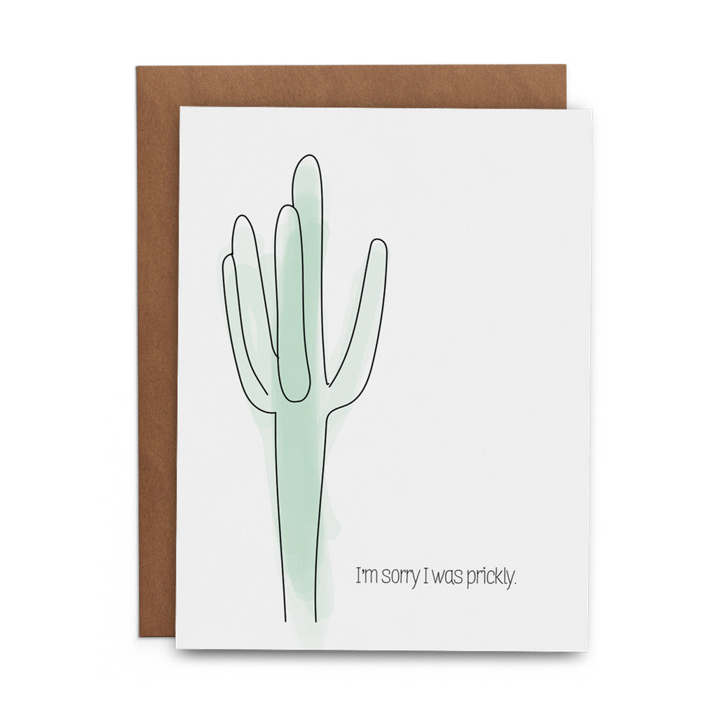 Sorry I Was Prickly Cactus Greeting Card - Lost Art Stationery