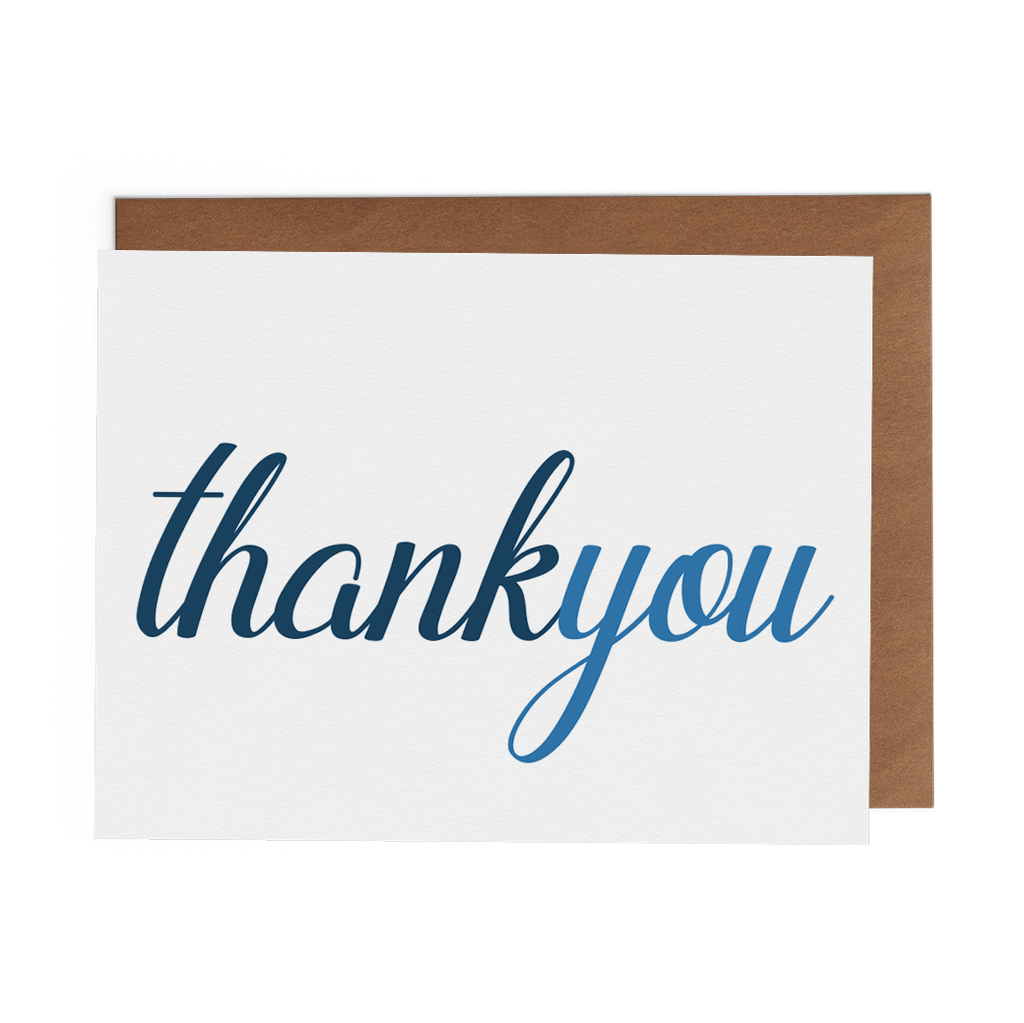 Thank You - Blue Script - Lost Art Stationery